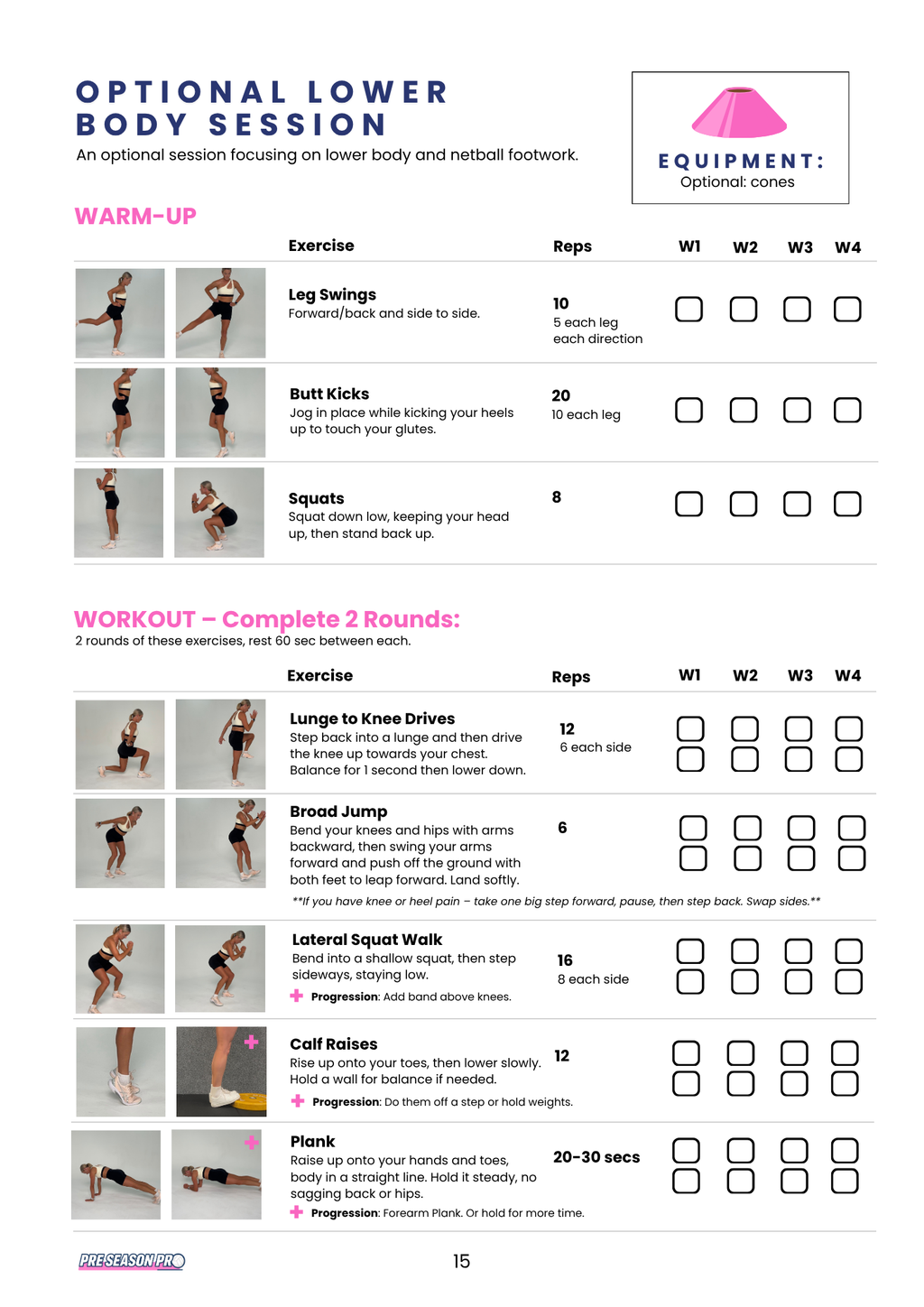 Under 15 netball strength and fitness program